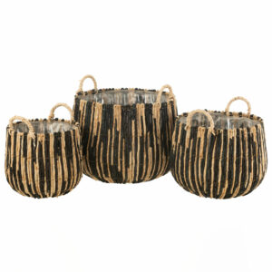 Panier noir et osier M