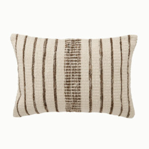 Coussin rectangulaire ligné Écru/Marron Foncé