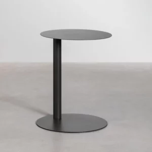Table d'appoint ronde en acier inoxydable, gris granit